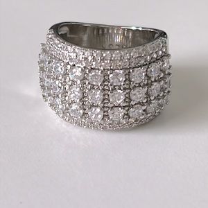 NEW WIDE PAVE BAND 925 STERLING SILVER DIAMOND RING